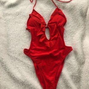 Red cheeky one piece